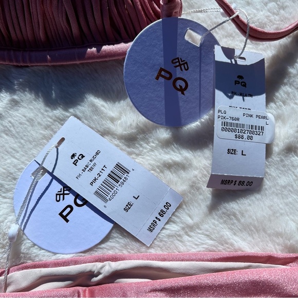 PQ Mila Top and Ruched Teeny Bikini Bottom in Pink Pearl. NWT - Picture 9 of 11